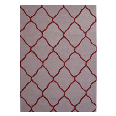 Tapis intérieur beige / rouge touffeté à la main