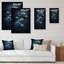 Fleurs rétro bleu clair chinois IV - reproduction sur toile-87347768-87347769