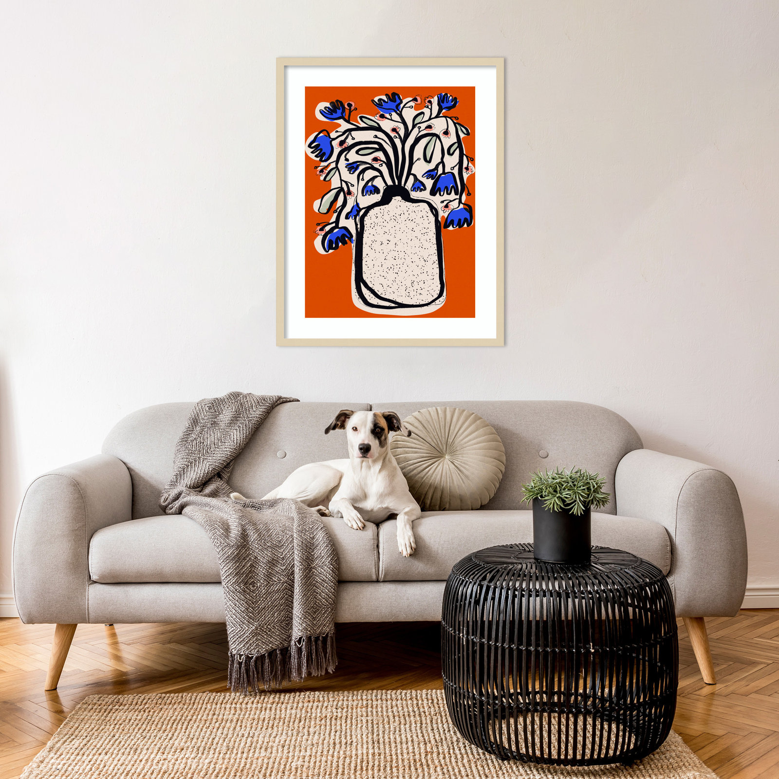 Galya "Lovely Flower Bouquet" Print, Brown, 33" H x 26" W