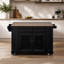 Îlot de cuisine mobile de 54 po avec porte vitrée, prise de courant et tablettes ouvertes, chariot de cuisine roulant avec porte-serviettes, support à épices et porte-couteaux, table de préparation fonctionnelle pour la cuisine, la salle à manger-2083051939