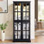 Vitrine antique avec 4 portes en verre et tablettes réglables pour la maison ou le bureau (ampoule E26 incluse)-2087876911