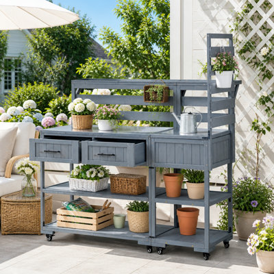 Versatile Patio Kitchen Island with Stainless Steel Top