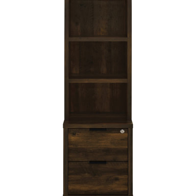 3 - Piece Dark Pine Wall Unit With Scratch Veneer And For Organizing Personal Items In Living Room Bookcase Displaying Collectibles