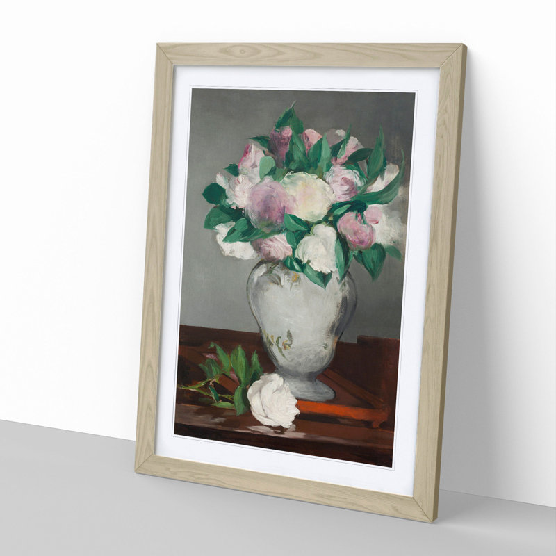 Peonies by Edouard Manet - Framed Print, 65cm H x 48cm W x 2cm D, Oak Framed
