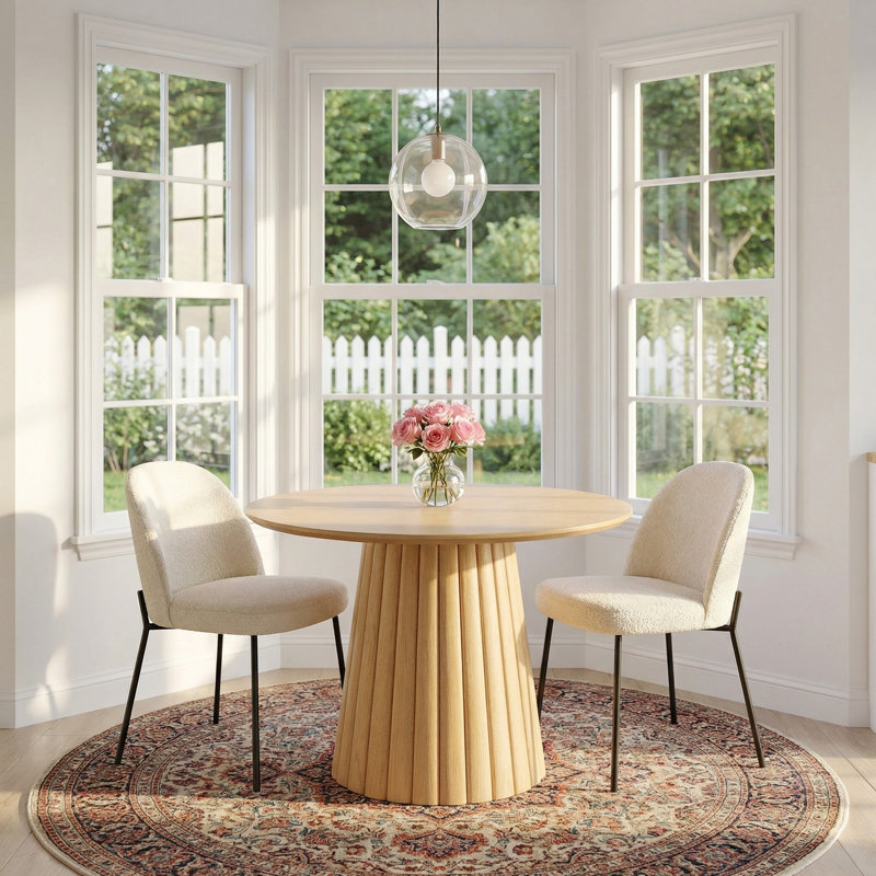 Table de salle à manger moderne moderne 46 "en bois avec piédestal en bois massif