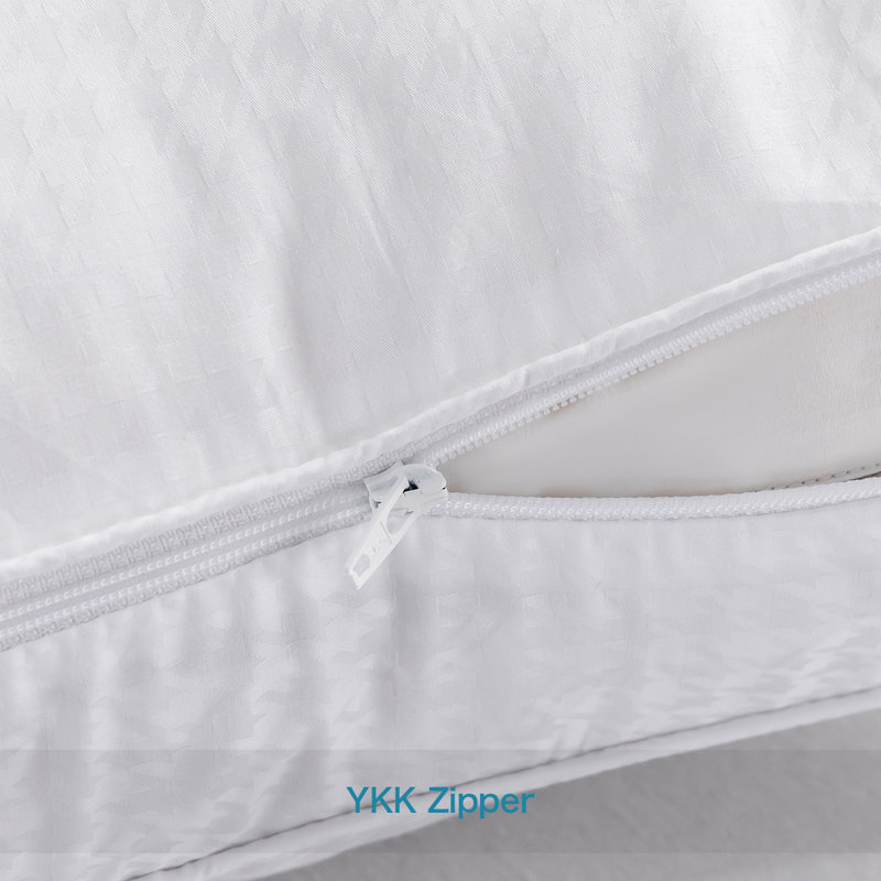 Protège-oreiller à soufflet en jacquard de coton 400TC avec fermeture à glissière YKK, Grand lit