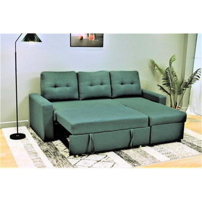 Canapé-lit modulaire convertible en forme de L, mobilier d'appartement élégant, canapé-lit escamotable pour petits espaces et salons, vert bleuâtre