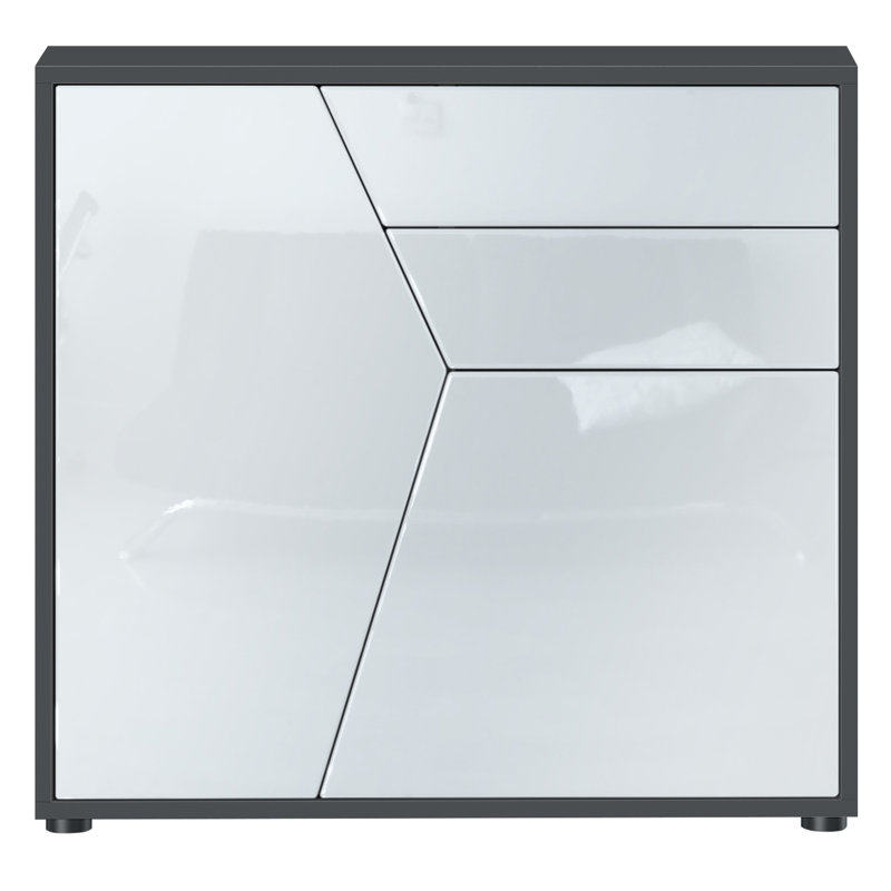 Selleck chest of drawers, Black Matt / White High Gloss