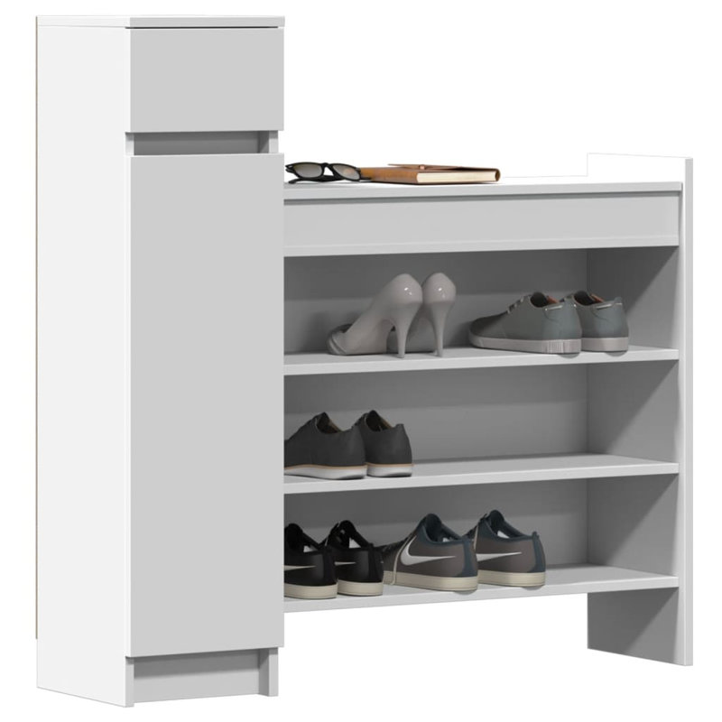 12 Pair Shoe Storage Cabinet, White