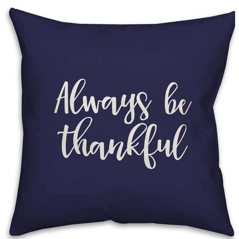  Oreiller Always Be Thankful, Bleu marine, Housse de coussin