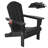 Outdoor Folding Adirondack Chair for Patio Fire Pit, Wooden Textured HDPE Adjustable Chairs with Cup Holder, Waterproof All Weather Resistant Plastic for Pool Lawn Garden Backyard(Black)-775921765