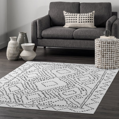 Mila SpinClean Machine Washable Diamond Trellis Area Rug