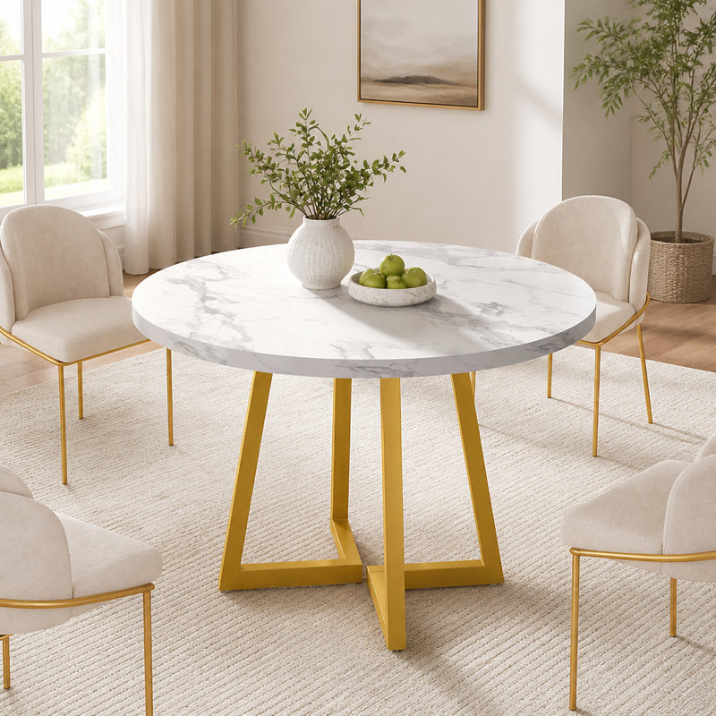 31.5" Dining Table, Industrial Kitchen Dinner Table with Metal Base