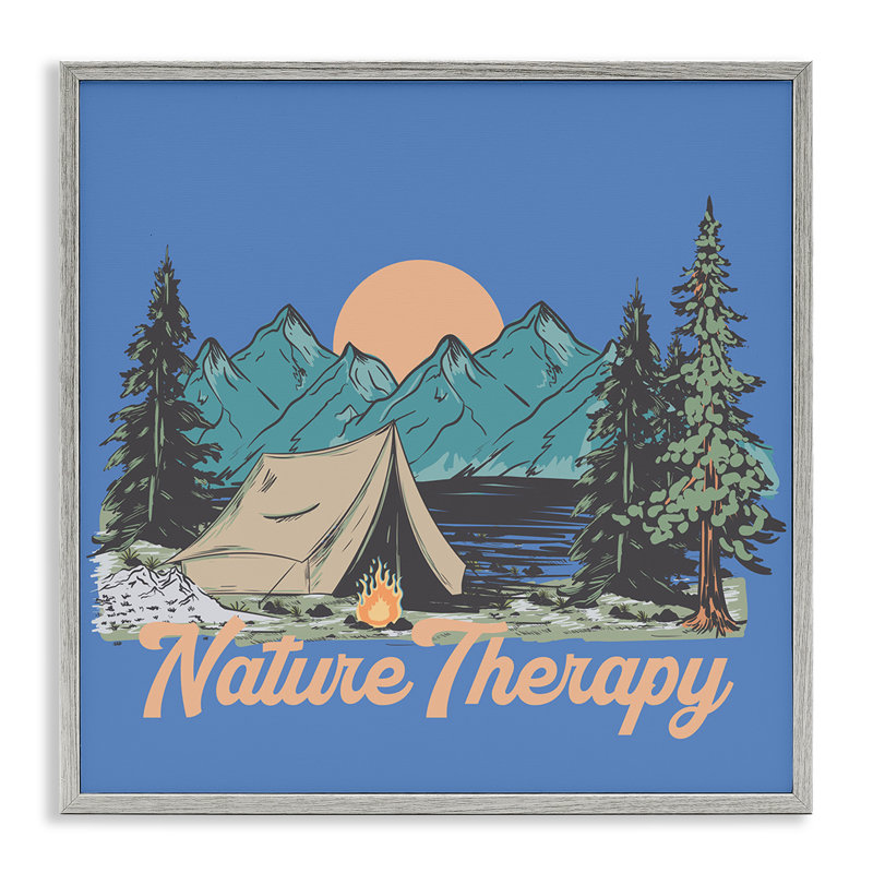 Vintage Nature Therapy Camp Framed Giclee, design by Jedco Brands, Inc., Farmhouse Gray Framed Giclee, 17" H x 17" W