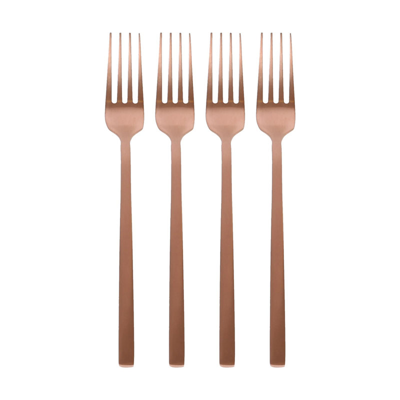 Stainless Steel Dinner Forks - 19.5cm - Pack of 4, Copper