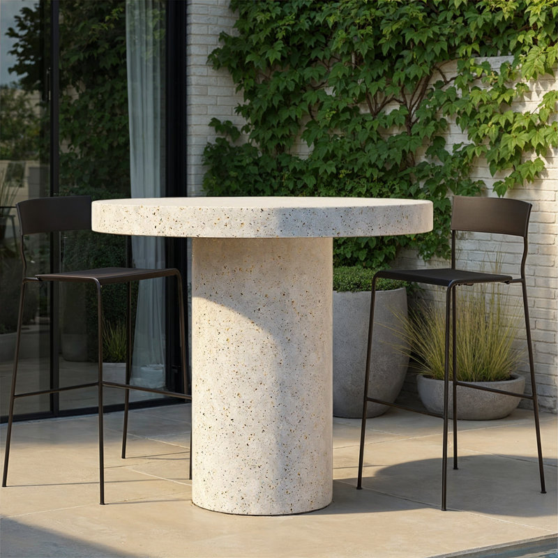 Table de salle à manger Kareen, Terrazzo ivoire, Table de bar (hauteur 41,75 po), Rond 47,25 po