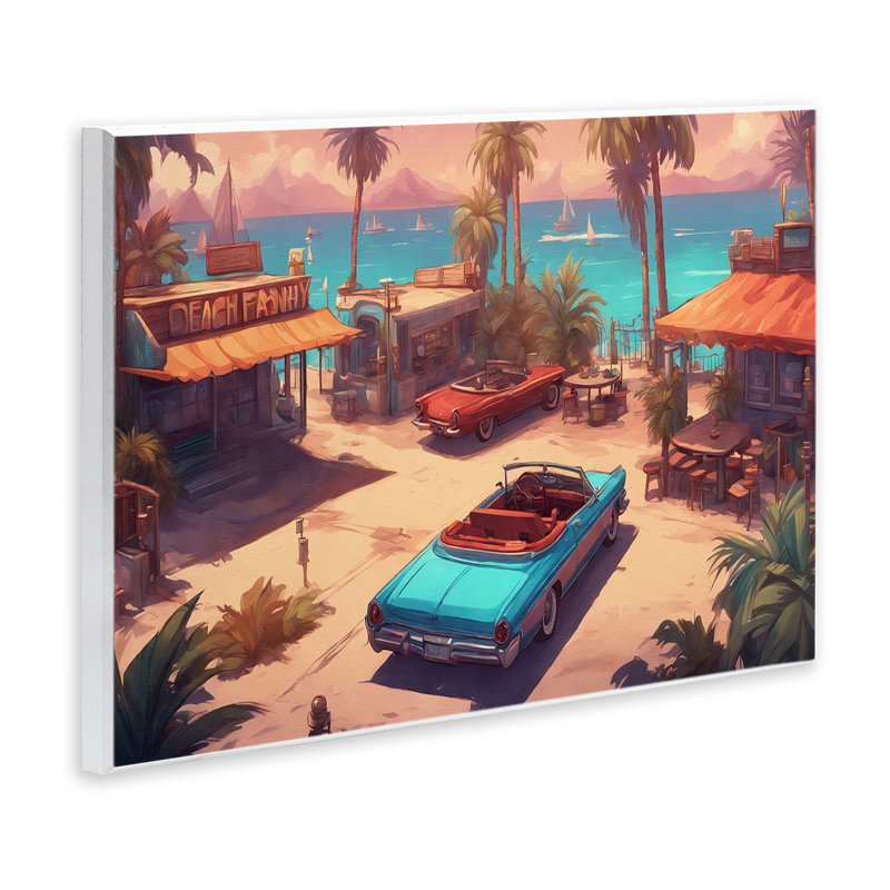  «Bright Beach Hues View», art mural sur bois par Noah Bay, H 10 po x l 15 po
