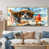 Toile avec cadre flottant or
