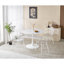 Table tulipe de 42,1 po en marbre blanc, table de salle à manger de style Mid-Century pour 4 à 6 personnes - plateau de table rond en panneau de fibres à densité moyenne (le plateau se compose de deux panneaux), table de salle à manger à piédestal, table de bout et table basse de loisir