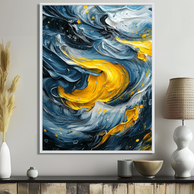 Ocella, encre jaune et grise Oceanic Waves III - reproduction d'art sur toile