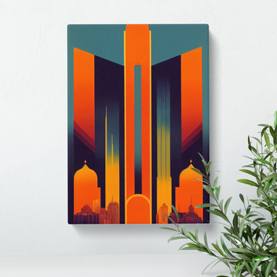 Art Deco City Skyline No.2 - Wrapped Canvas