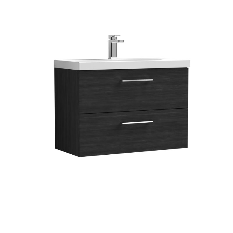 Arno 810mm Single Bathroom Vanity with Integrated Vitreous China Basin, Charcoal Black