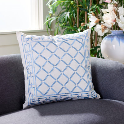 Embroidered Cotton Reversible Throw Pillow