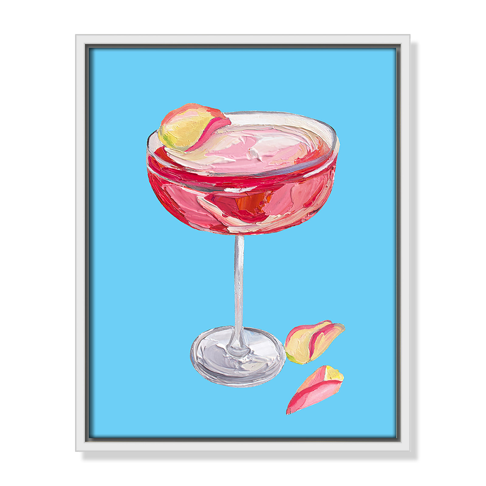 Sparkling Rose Gin Cocktail Print by Straker, White Floater, 15.5" H x 12.5" W