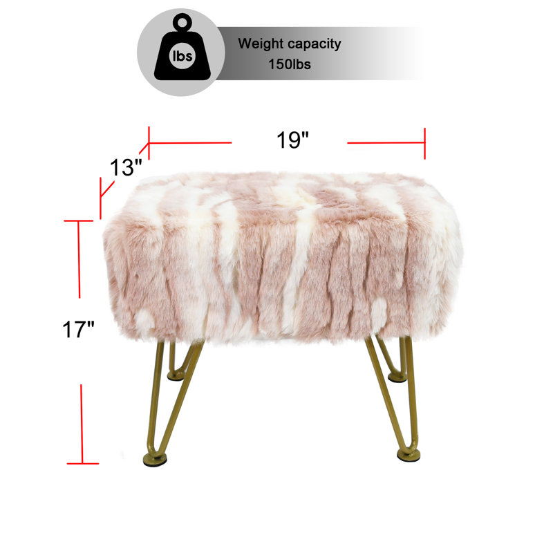Markie Everly Hallway Bench, Fausse fourrure rose
