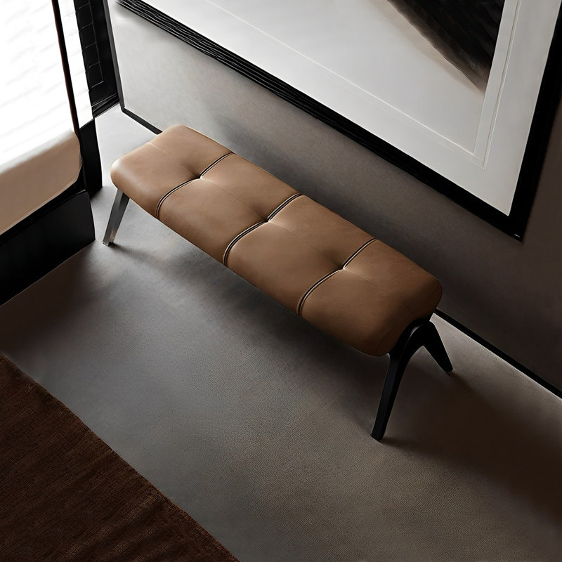 Iacovino Faux Leather Upholstered Bench, Black/Coffee, 17.71" H x 39.37" W x 17.71" D
