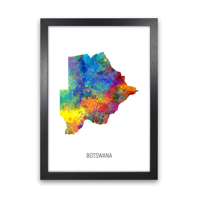 Botswana Watercolour Map by Michael Tompsett - Print