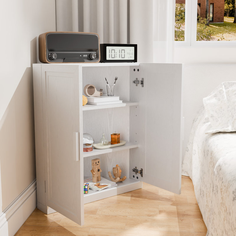 White Corner Accent Cabinet with Doors Space-Saving Storage Accent Cabinet 16"Dx31"Wx36"H, 36" H x 31" W x 16" D, White