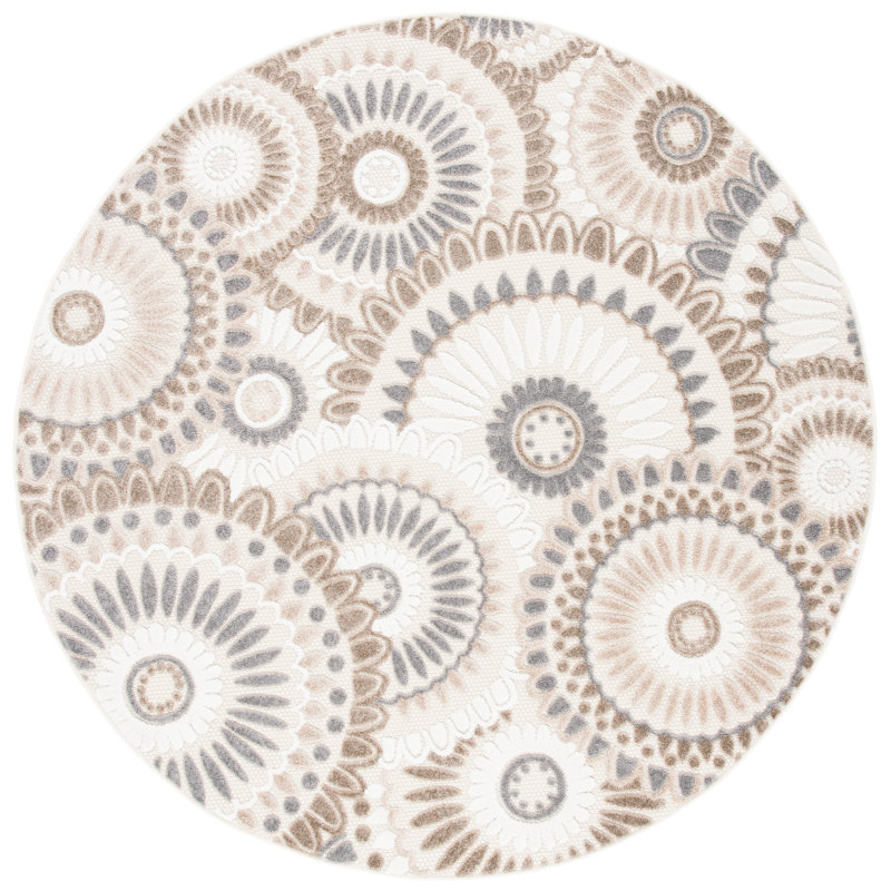 Longlier Performance Geometric Indoor/Outdoor Area Rug, Round 5'3"