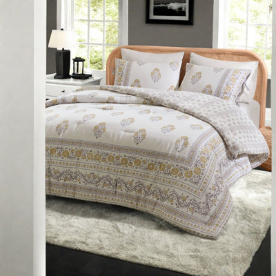 De literie à pièces, édredon double en mélange de coton, motif floral rétro
