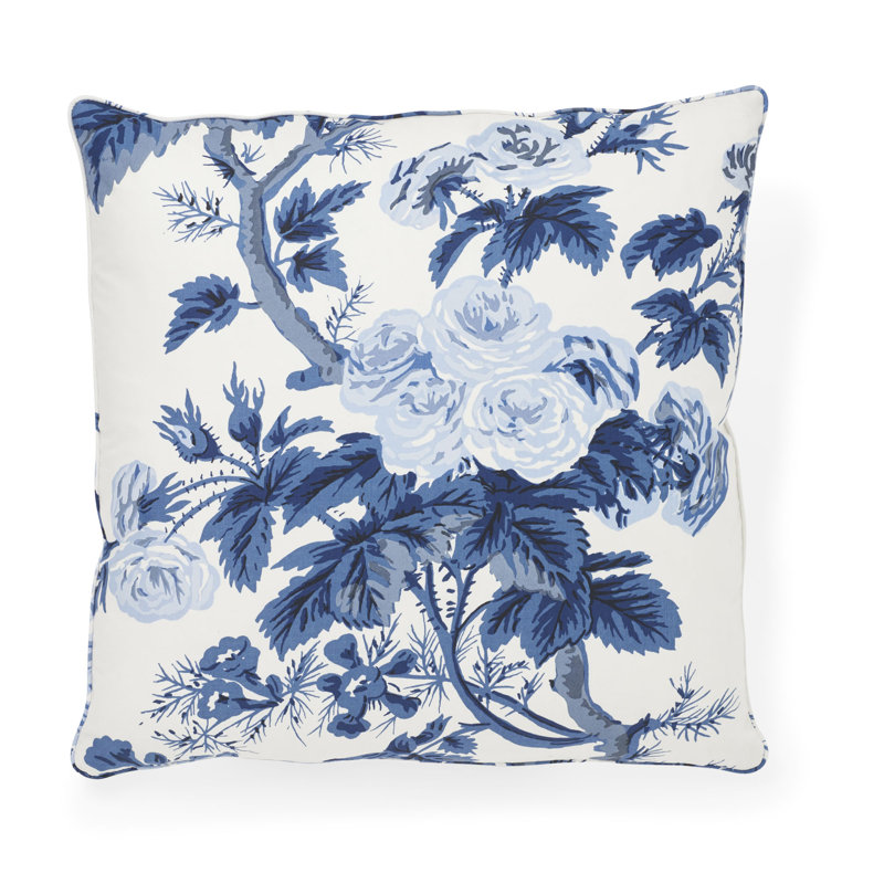 Oreiller Pyne Hollyhock, 18 po x 18 po, Indigo