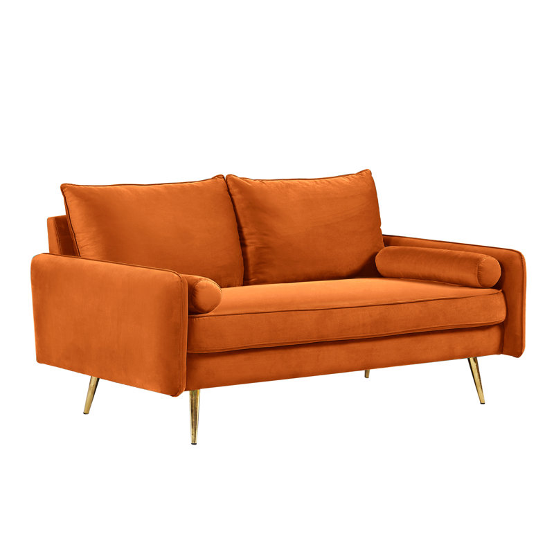 Drema 58'' Velvet Loveseat, Orange Velvet