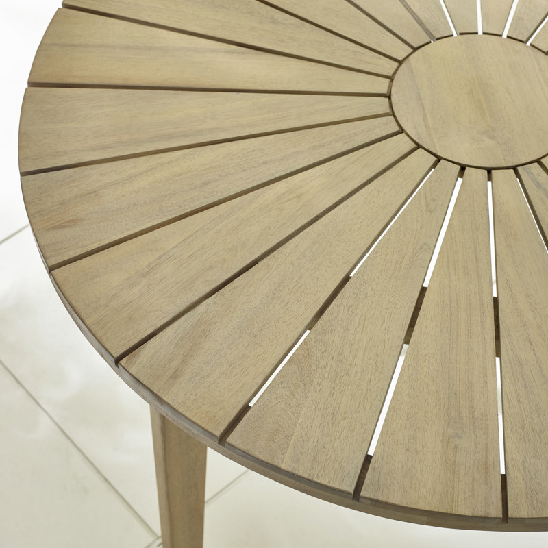 Quattro Acacia Wooden Round Dining Table With 4 Hamber Dining Chairs - Modern Garden Patio Dining