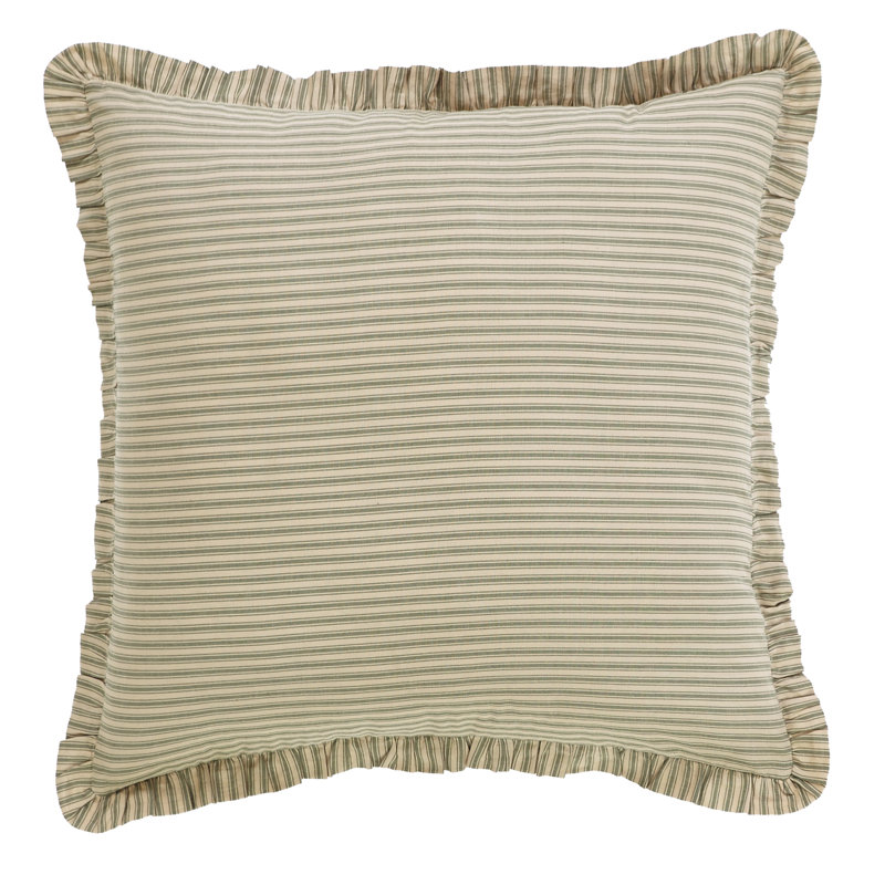 Prairie Winds Green Ticking Stripe Cotton Euro Sham 26x26