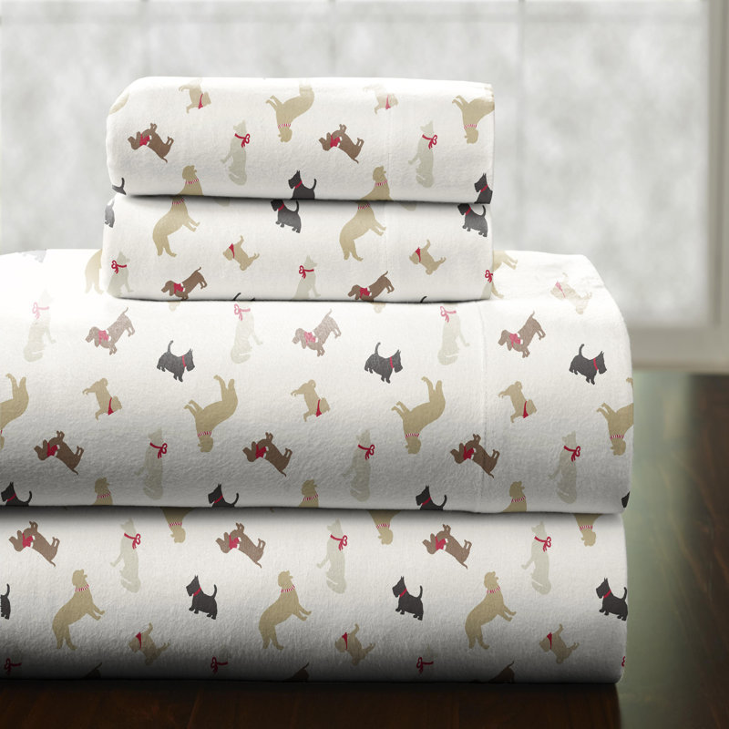 Ensemble de draps 100% coton en flanelle imprimée 170 g / m² Pointehaven, Ensemble de draps pour lit simple + drap-housse + 