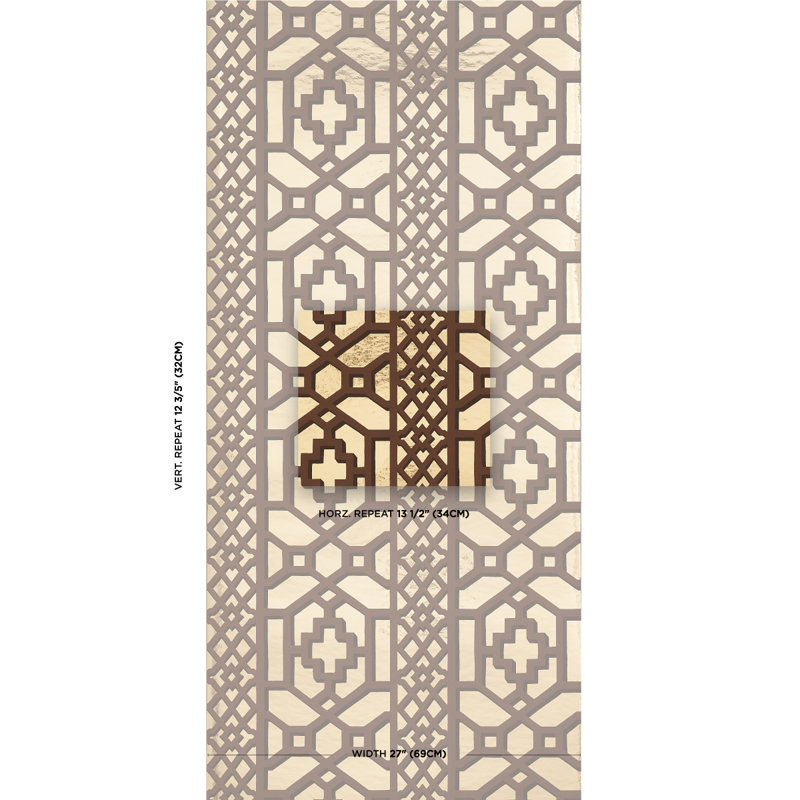 Zanzibar Trellis Mylar Wallpaper, Gold Mylar