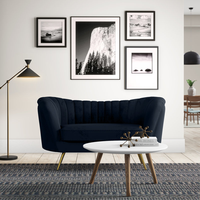 65'' Velvet Loveseat, Living Black Velvet