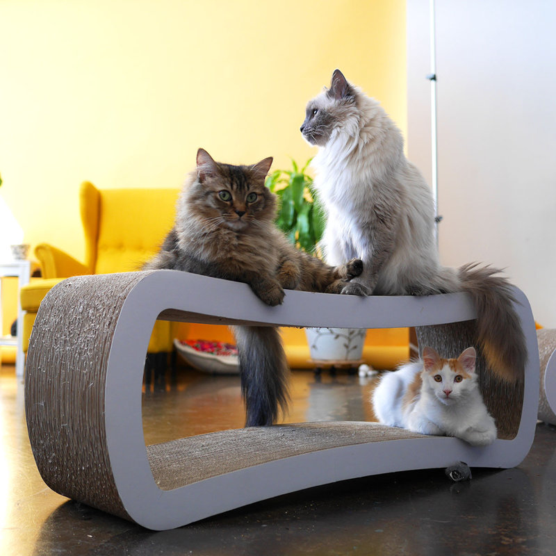White Two-Level Cardboard Cat Scratcher Lounge