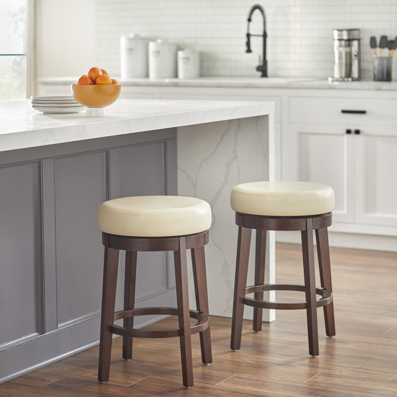 Tabouret de bar et de comptoir pivotant Attis, Crème, Tabouret de bar (assise de 30 po de hauteur)