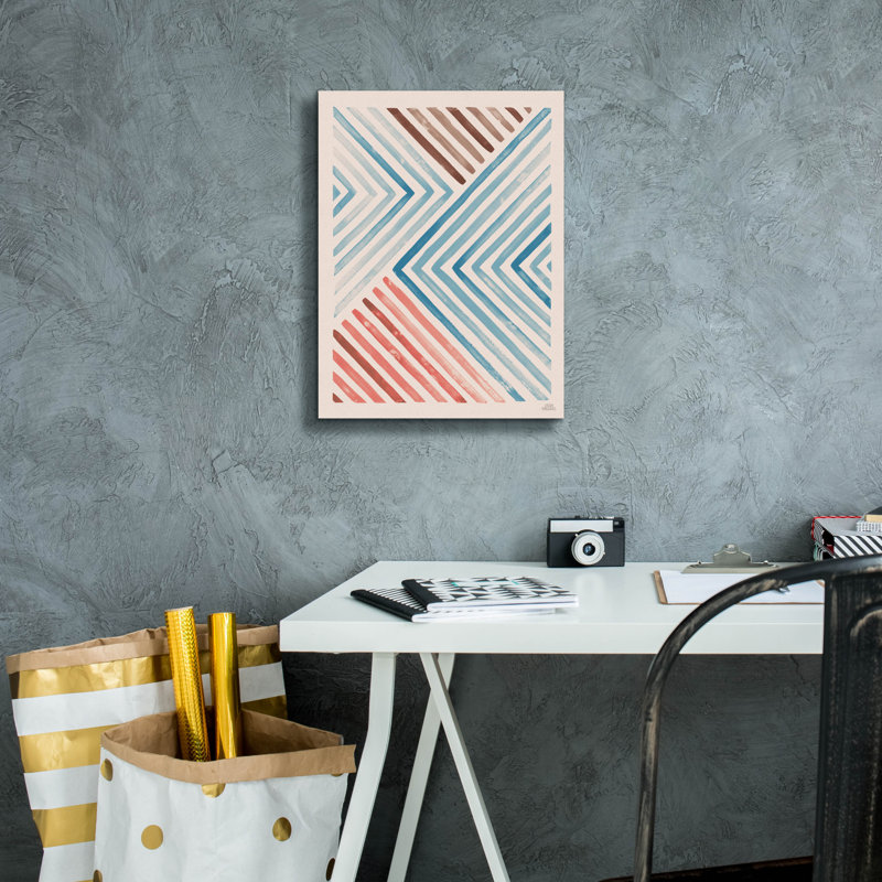 «Red and Blue Sunset 1» par Laura Marshall, art mural sur toile, H 16 po x l 12 po x P 0,75 po
