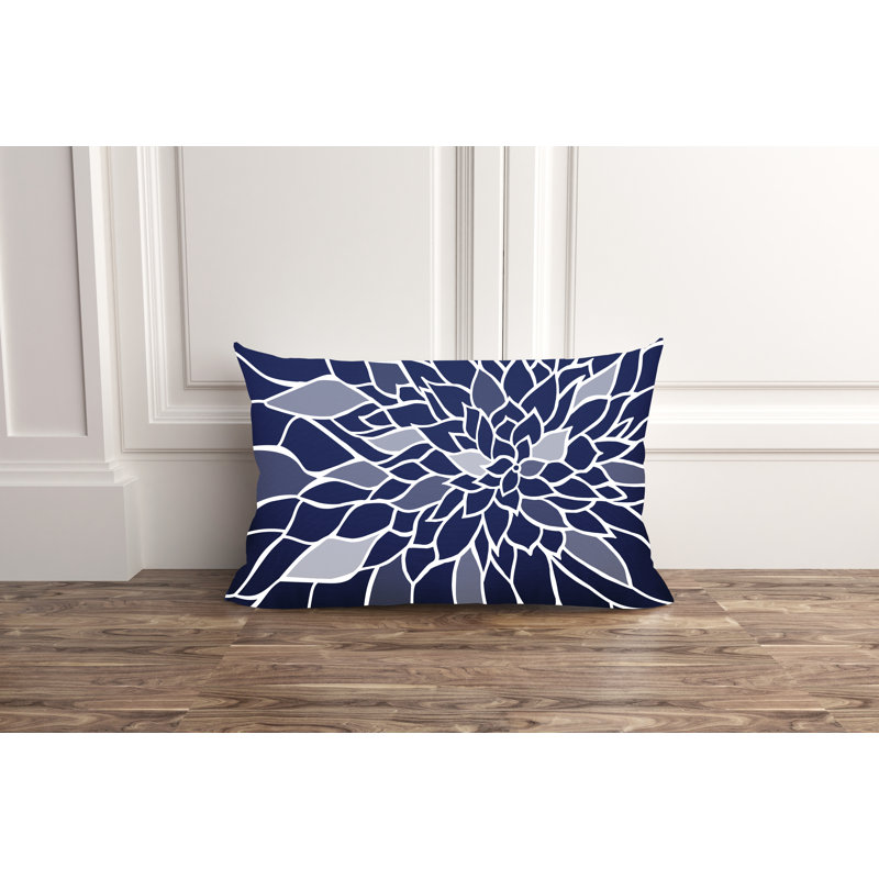 Raina Outdoor Reversible Throw Pillow, Navy Blue