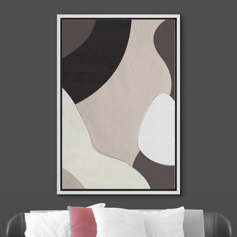 IDÉE4WALL abstrait alternant foncé et beige EVA10, Blanc, H 36 po x l 24 po x P 1,5 po