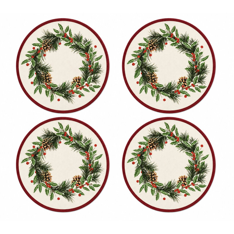 Ensemble de 4 napperons multicolores de guirlande de Noël ronds de 4 po résistants à la chaleur