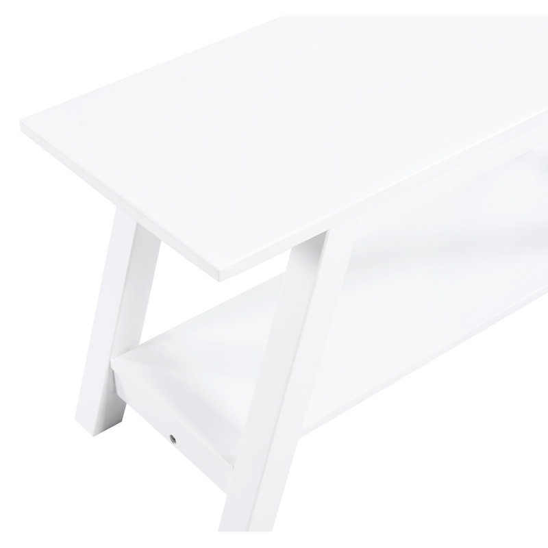 Banc blanc en bois massif avec tablette - l 36,01 po x P 14,8 po H polyvalent pour la chambre à coucher et le vestibule