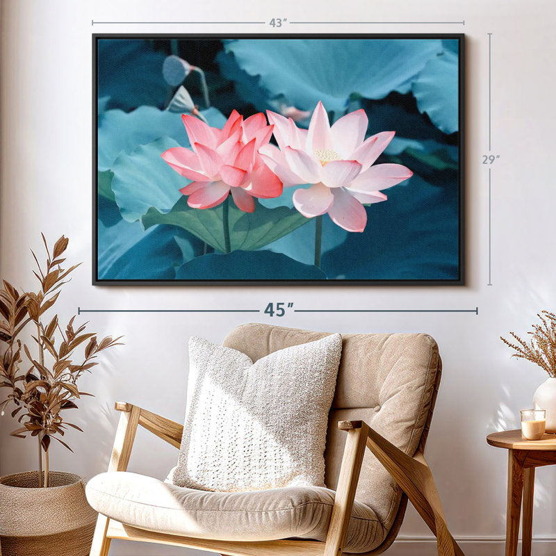 Paire de fleurs de lotus, H 29 po x l 43 po