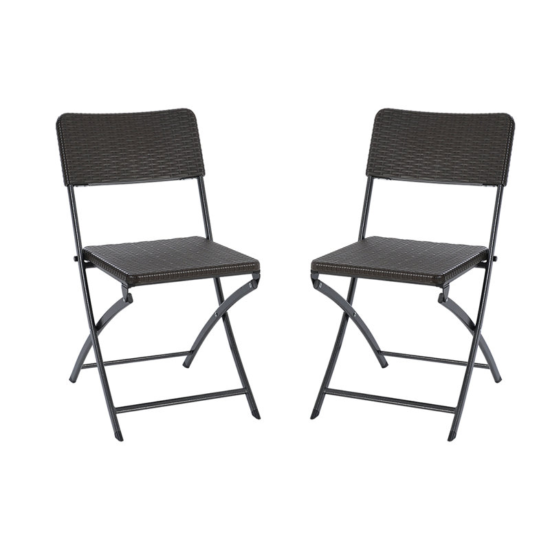 Kepper Folding Patio Dining Side Chair, Black